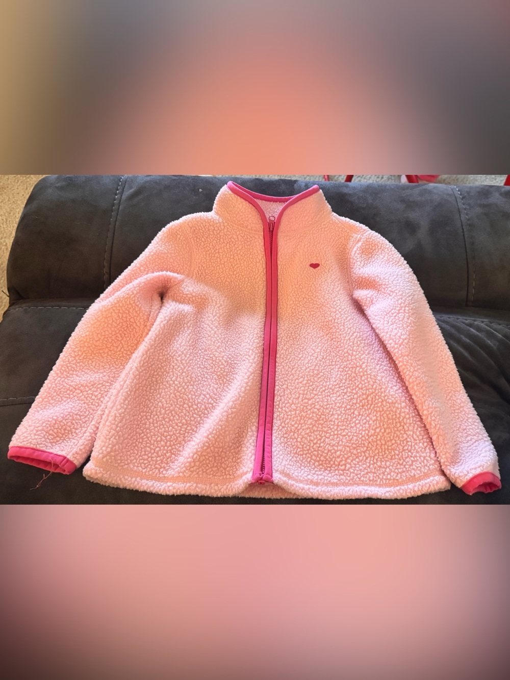Girls' Pink Fleece Jacket with Heart Detail